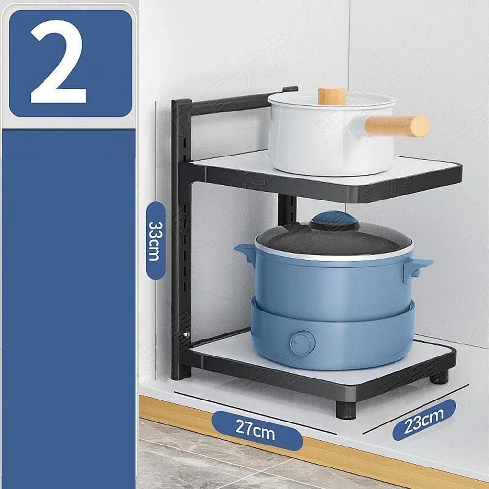 Multi-Layer Corner Kitchen Storage Rack | Carbon Steel