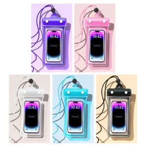 Outdoor Universal Waterproof Phone Bag IPX8 Rated Touchable Screen Pouch with Lanyard for Songkran Swimming Diving Drifting Peaceful Pleasures Health and Wellness 2pcs random color