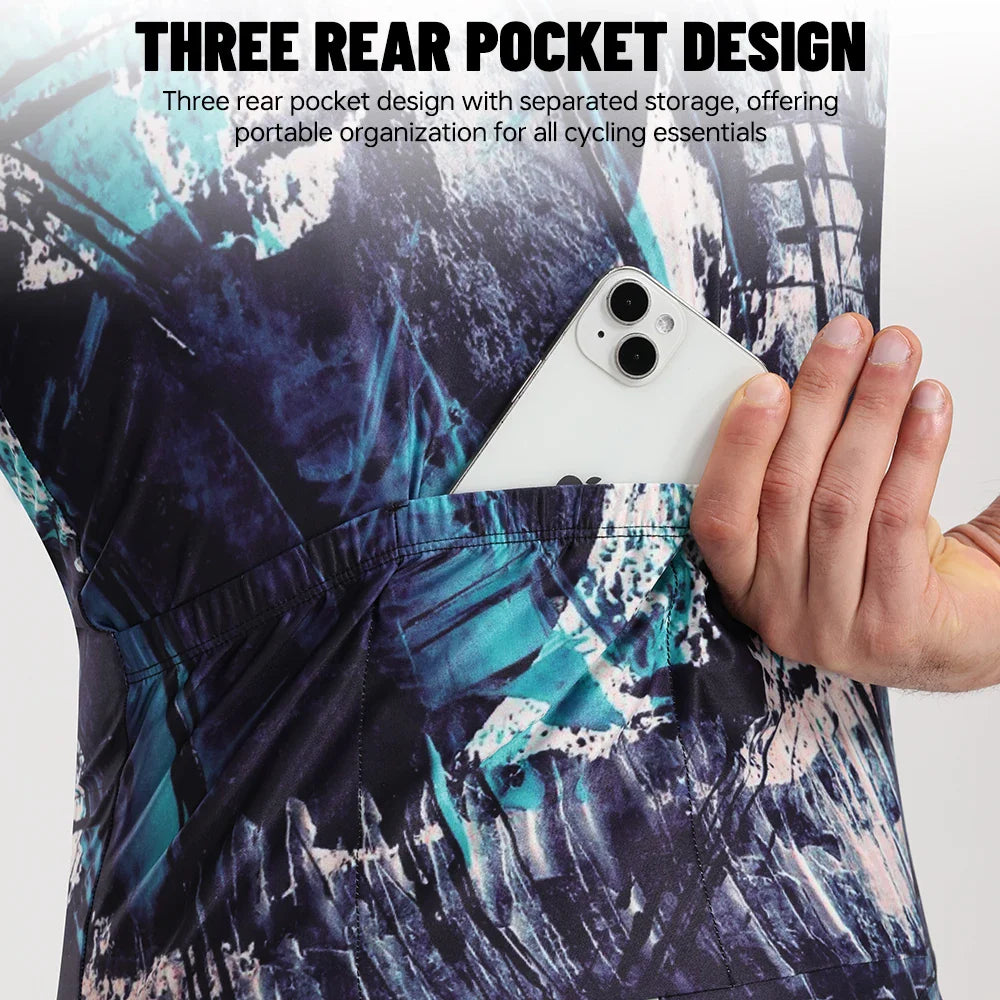 PHMAX Men's Short Sleeve Cycling Jersey – Full-Zip, 3 Pockets