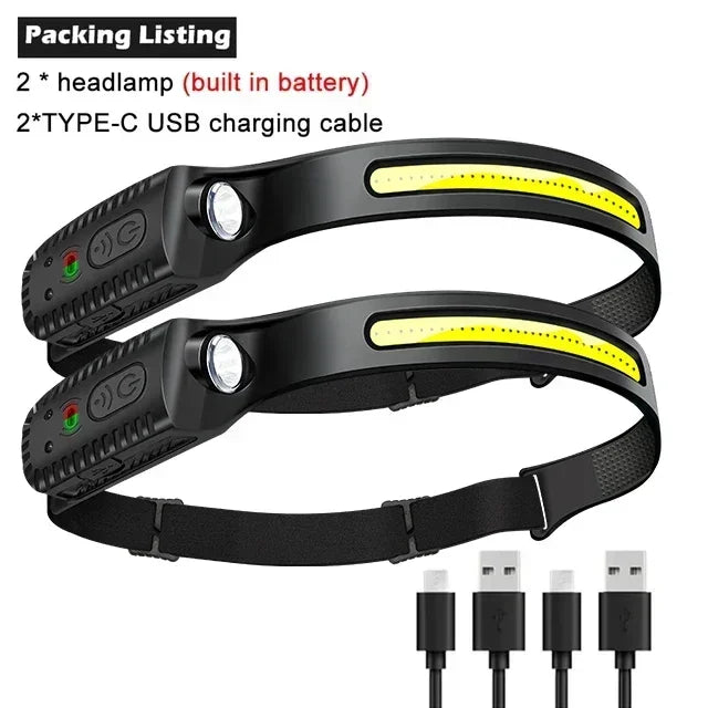 LED Motion Sensor Headlamp USB Rechargeable 350lm | Camping Torch