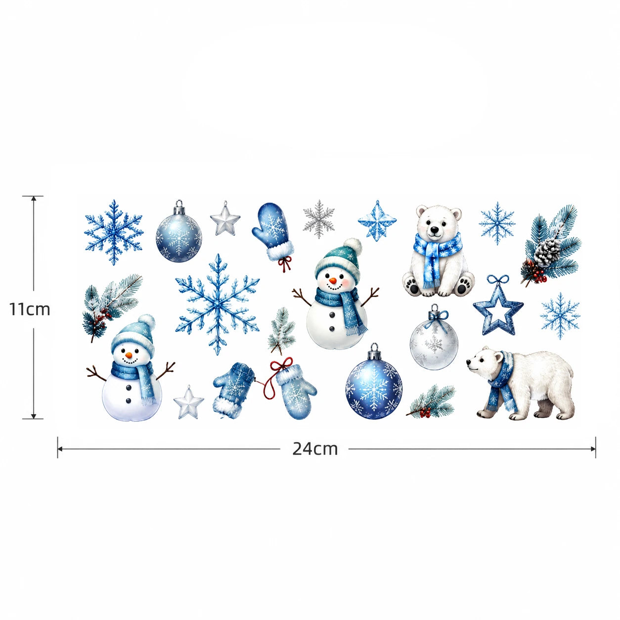 23pcs Winter Christmas Watercolor Stickers – Snowflake Polar Bear