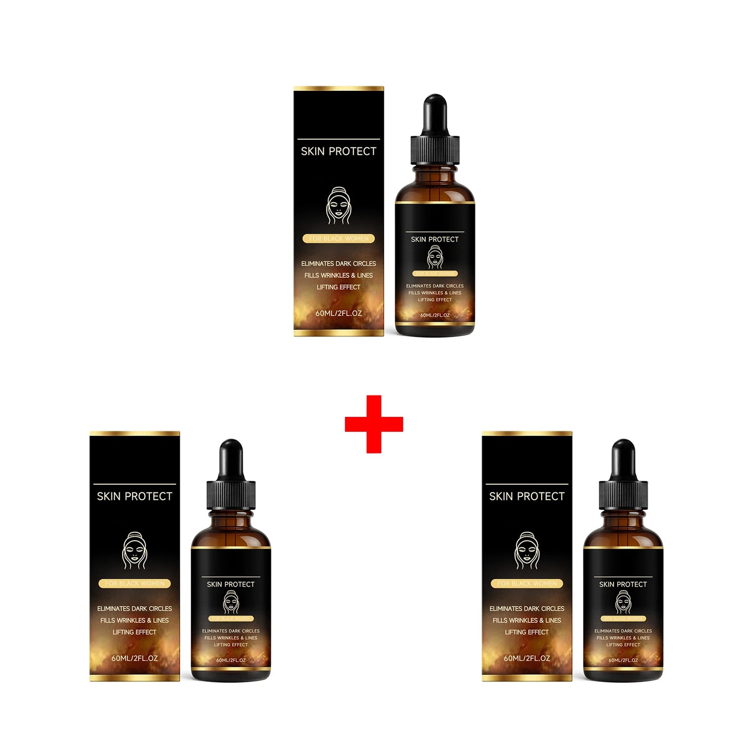 Fade Fine Lines Face Serum Firming Lifting Dark Circle Eliminating Brightening Skin Tone Moisturizing Hydrating Dull Skin Care Peaceful Pleasures Health and Wellness 3 X 60ml boxed