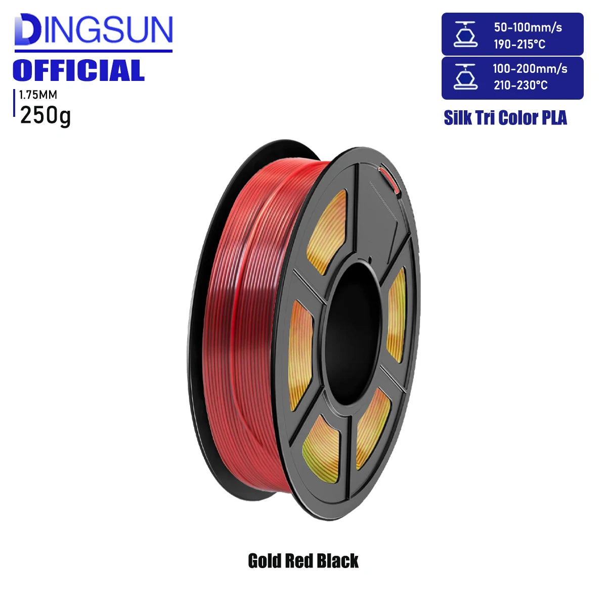 3D Maliang Tri-Color Silk PLA Filament 1.75mm | 4-Pack 250g