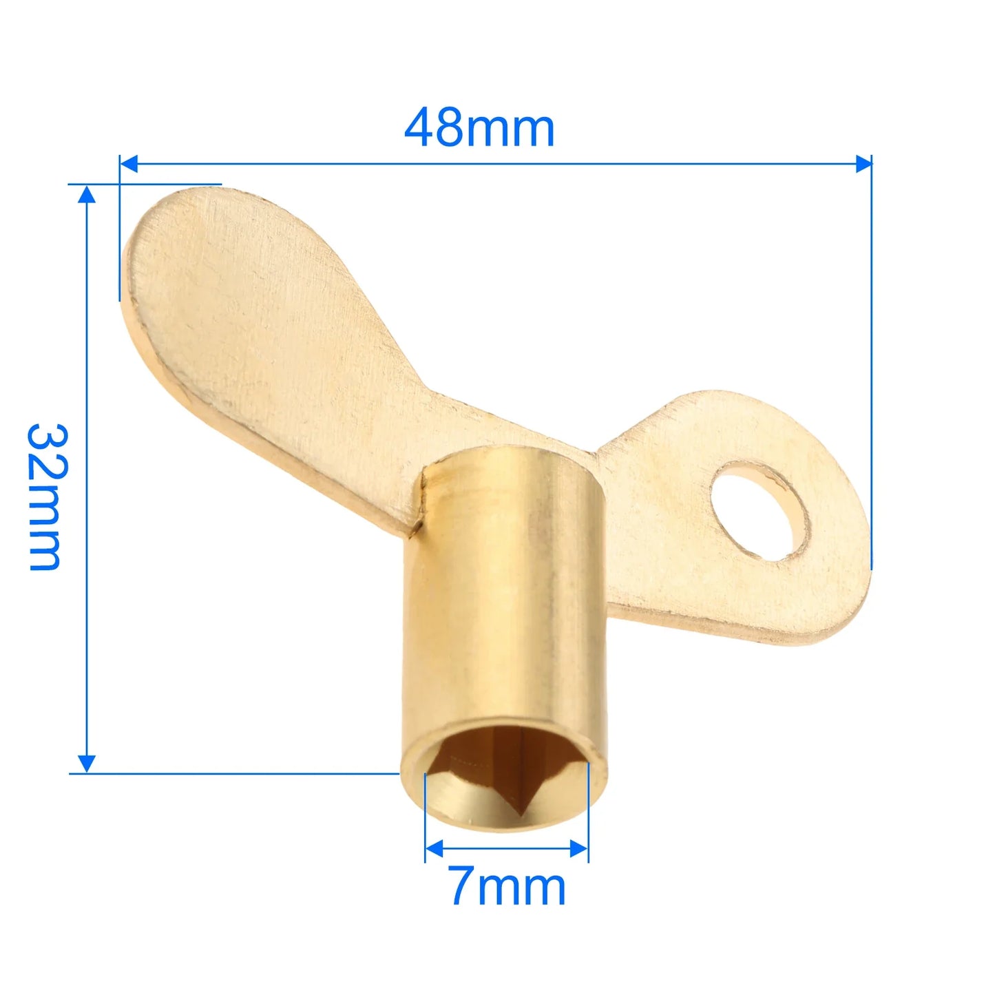 Brass Clock-Type Faucet Key | 7mm Square Spool Valve Tool