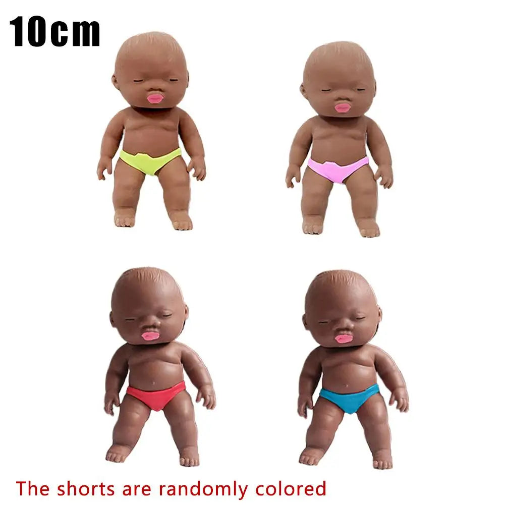 Black Baby Squeeze Toy | Soft TPR Sensory Fidget Doll Figure