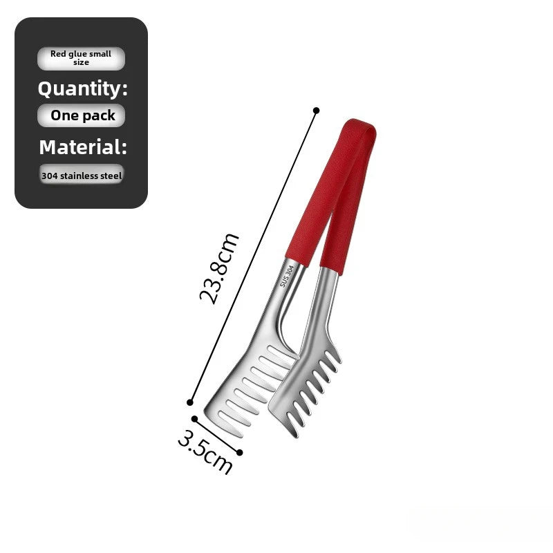 Multi Purpose Food Clips Stainless Steel Cooking Food Serving Tongs Noodle Beef steak Tong Extended Anti scald Cooking Utensils Peaceful Pleasures Health and Wellness trumpet