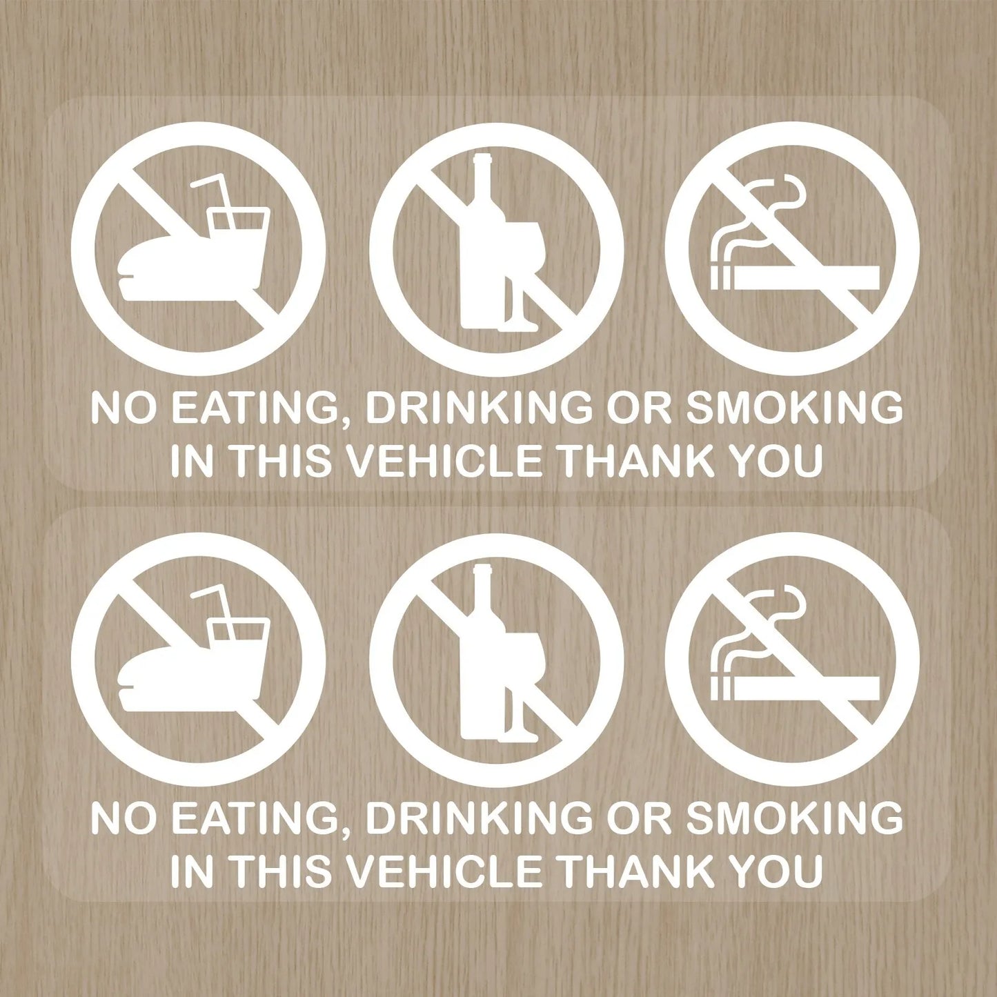 2Packs 100x50mm No Smoking Vaping Eating Drinking CCTV Window Car Taxi Bus Stickers Peaceful Pleasures Health and Wellness Default Title