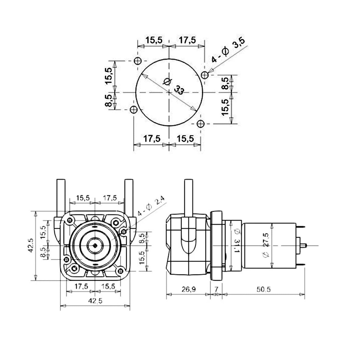 KPHM100 HAB10 12V 24V Mini Peristaltic Pump Per Minute 6W Self