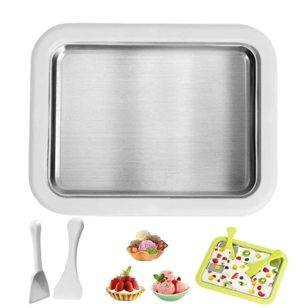 DIY Rolled Ice Cream Maker Pan with 2 Spatulas | Sorbet Gelato