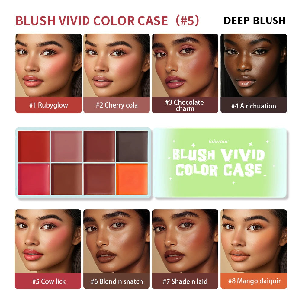 8Colors Cream Highlighter/Brow/Blush Palett Face Brighten Highlighter Blush&Contouring Shimmer Waterproof Makeup Tool Cosmetics Peaceful Pleasures Health and Wellness blush C