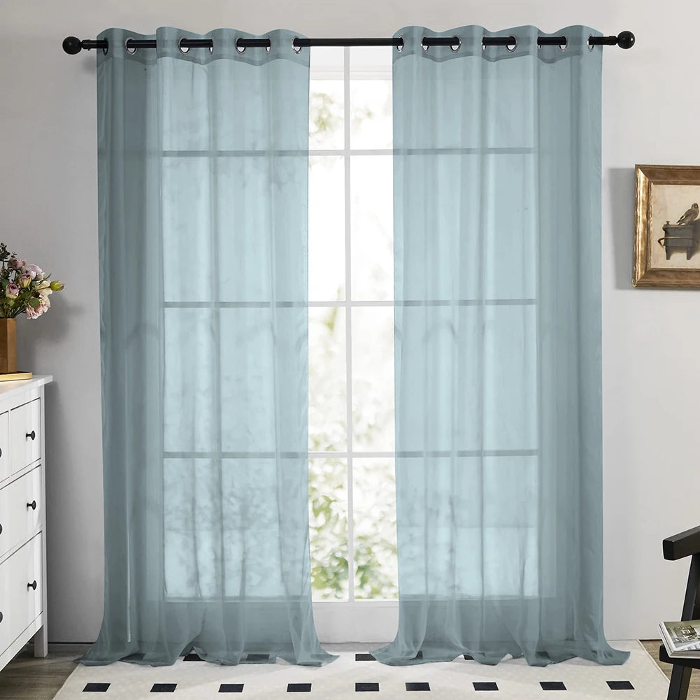 2 Panels Voile Sheer Curtain White Elegant Look Curtains with Grommet Top Soft Lightweight Drapes for Bedroom Living Room Peaceful Pleasures Health and Wellness dark gray 132x216CM 2PC Grommet