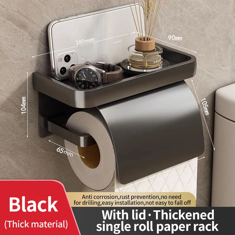 No-Drill Double Layer Toilet Paper Holder & Shelf | YUNJIEYA