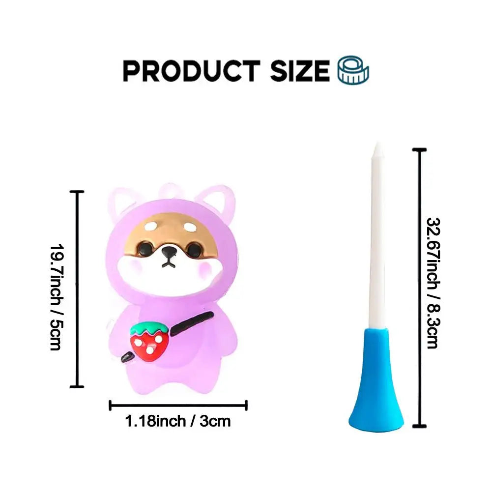 Cute Shiba Inu Flashing Rubber Golf Tee with Braided Rope