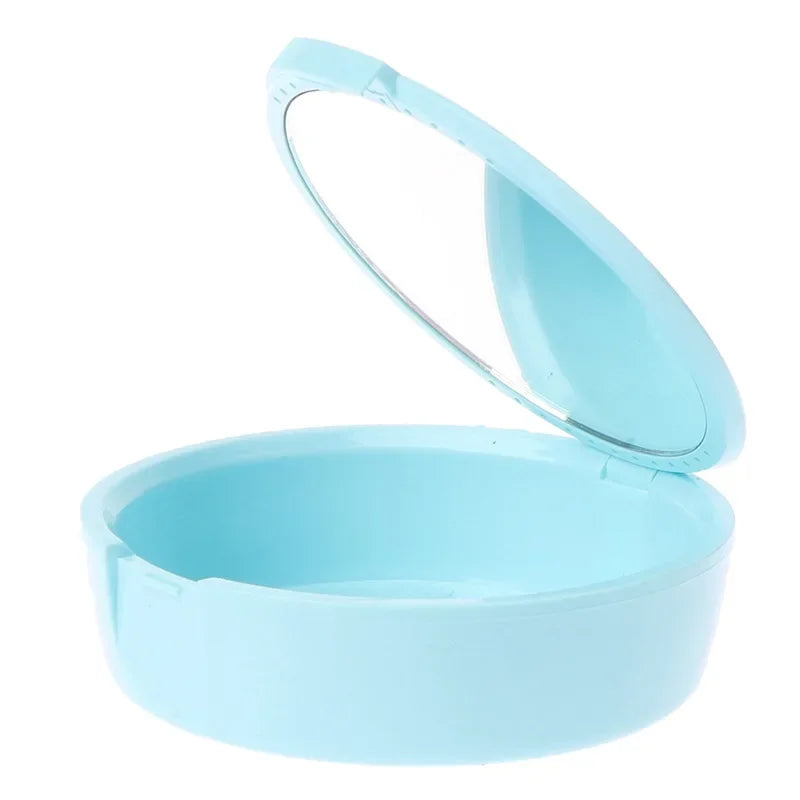 Travel Dental Retainer Case with Mirror – Magnetic Storage Box Dental Retainer Case Peaceful Pleasures Health and Wellness Sky blue