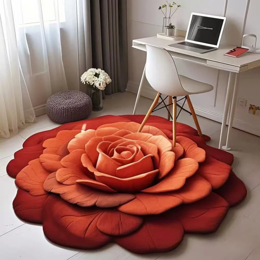 Baby Crawl Special-shaped Flower Carpet Sunflower Pastoral Peony Floor Mat Soft Non-slip Blanket Bedside Peaceful Pleasures Health and Wellness E