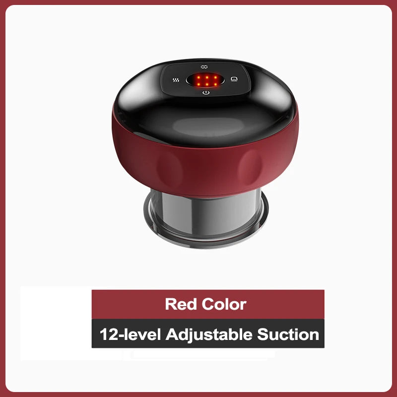 Heating Intelligent Vacuum Cupping Massager - Gua Sha Cupping Massager for Back Neck Arm Body Peaceful Pleasures Health and Wellness 12 Levels Red