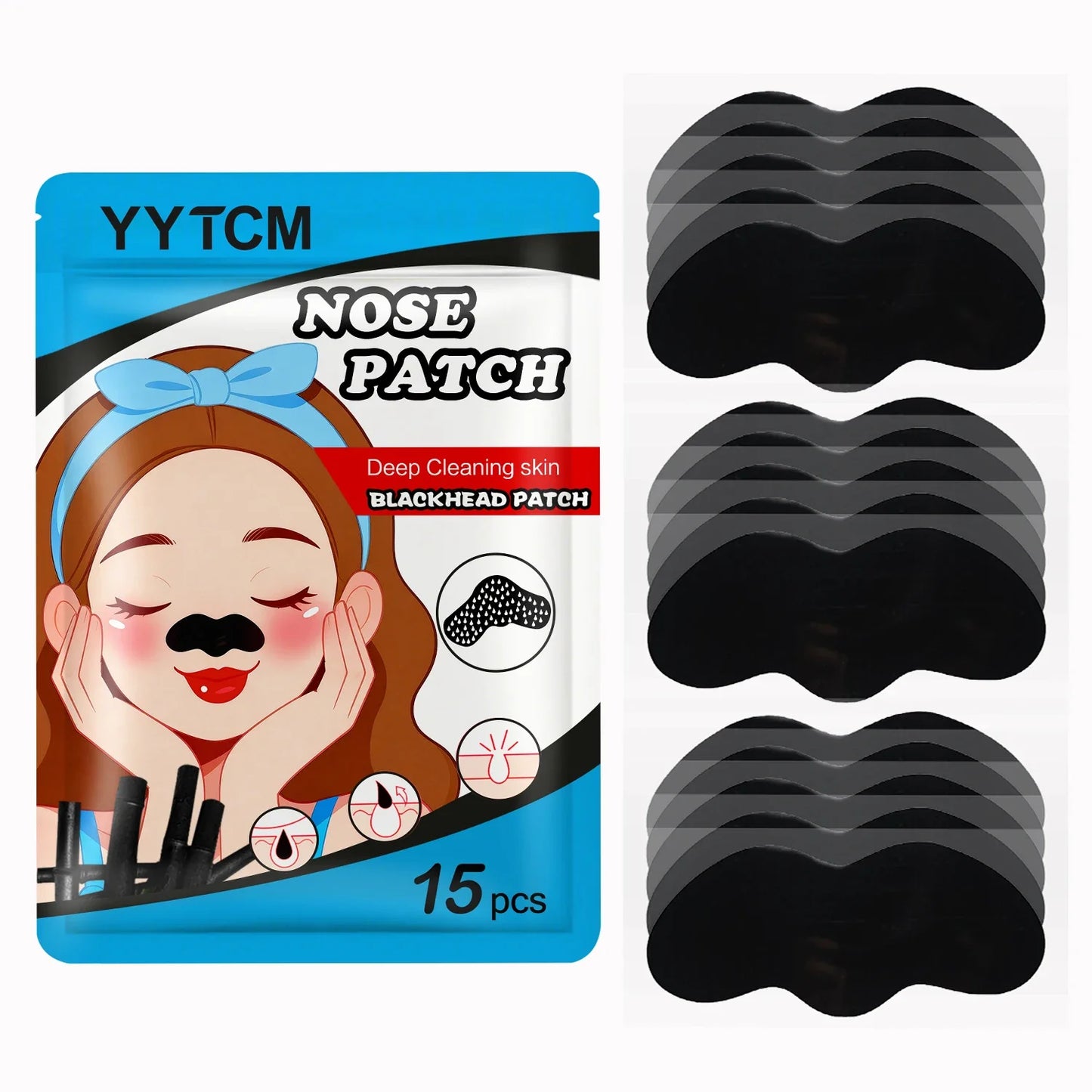 Charcoal Blackhead Nose Strips – Deep Cleansing Peel-Off Mask 15pc