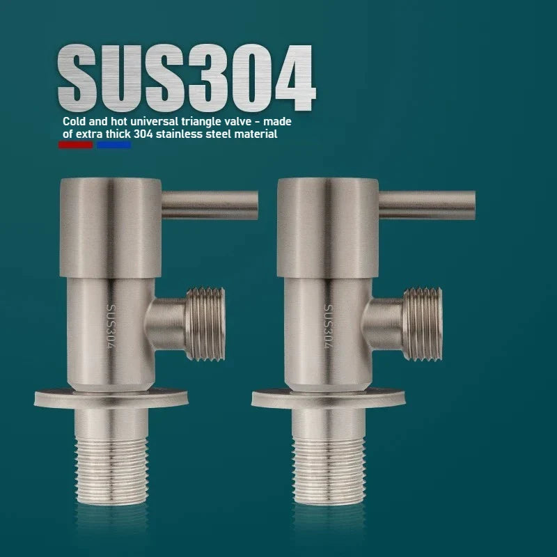 SUS304 Brushed Stainless Angle Valve G1/2" Hot & Cold Shut-Off