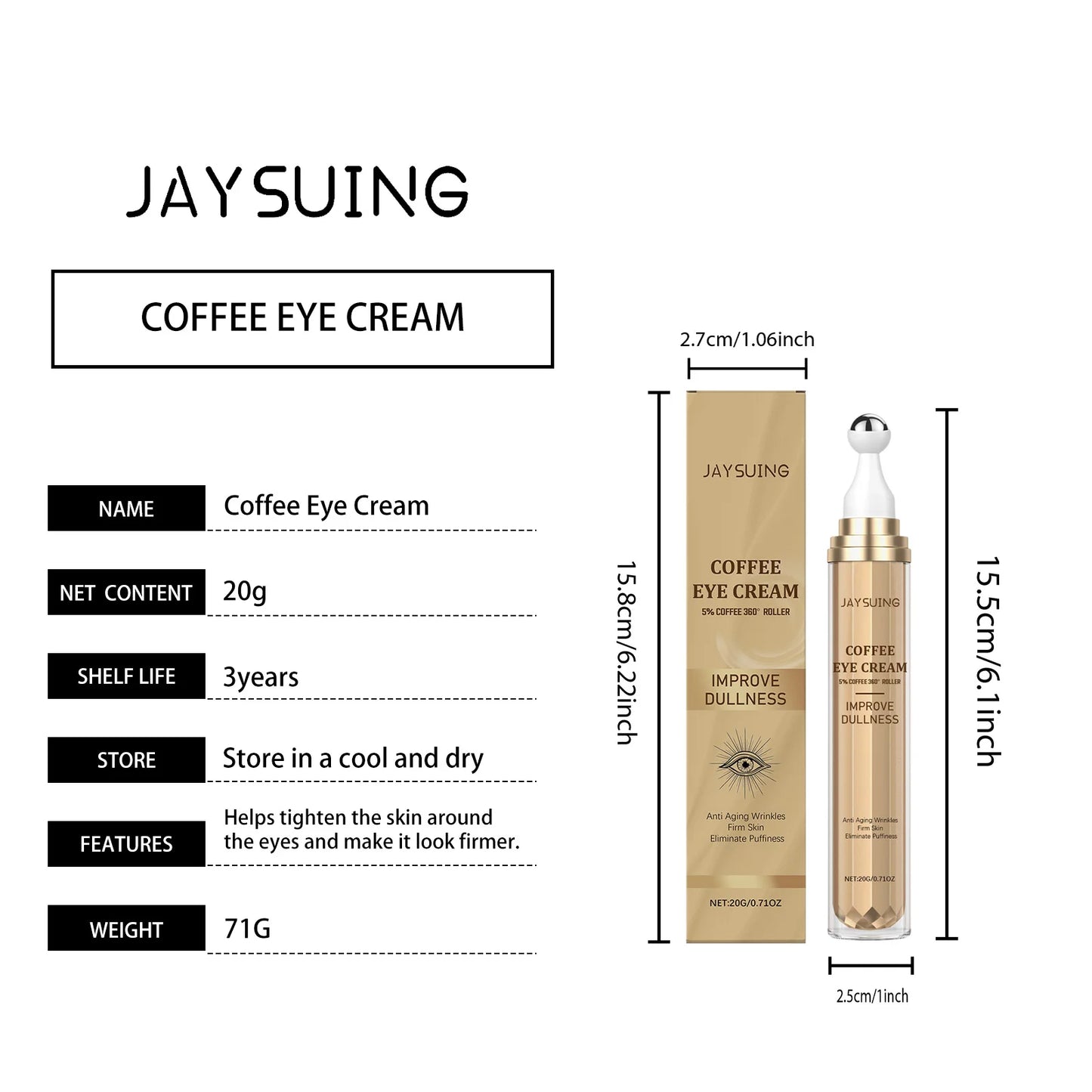 Coffee Eye Cream Roller, Eye Mask & Serum – Anti-Dark Circles