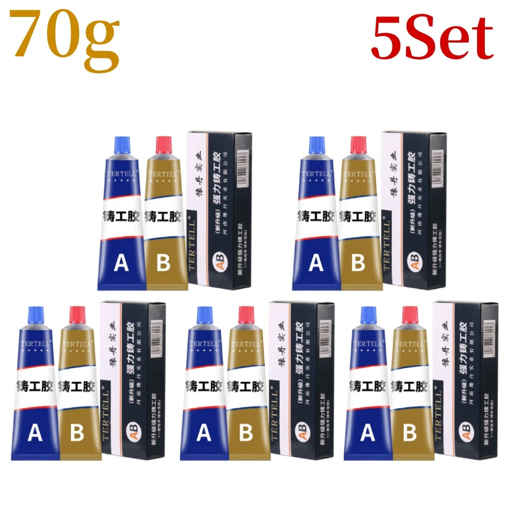 AB Type Casting Repair Glue High Temperature Resistant Liquid Metal Welding Filler Metal Repair Glue Caulking Agent Extra Strong Peaceful Pleasures Health and Wellness 70g 5PCS