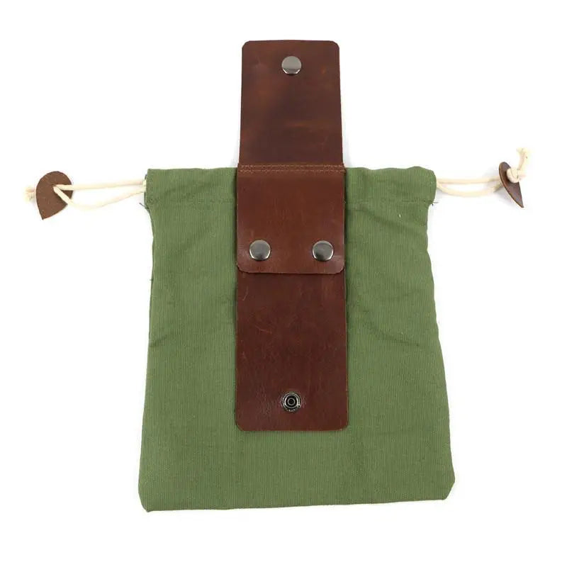 PU Leather Canvas Drawstring Belt Pouch | Outdoor Waist Bag