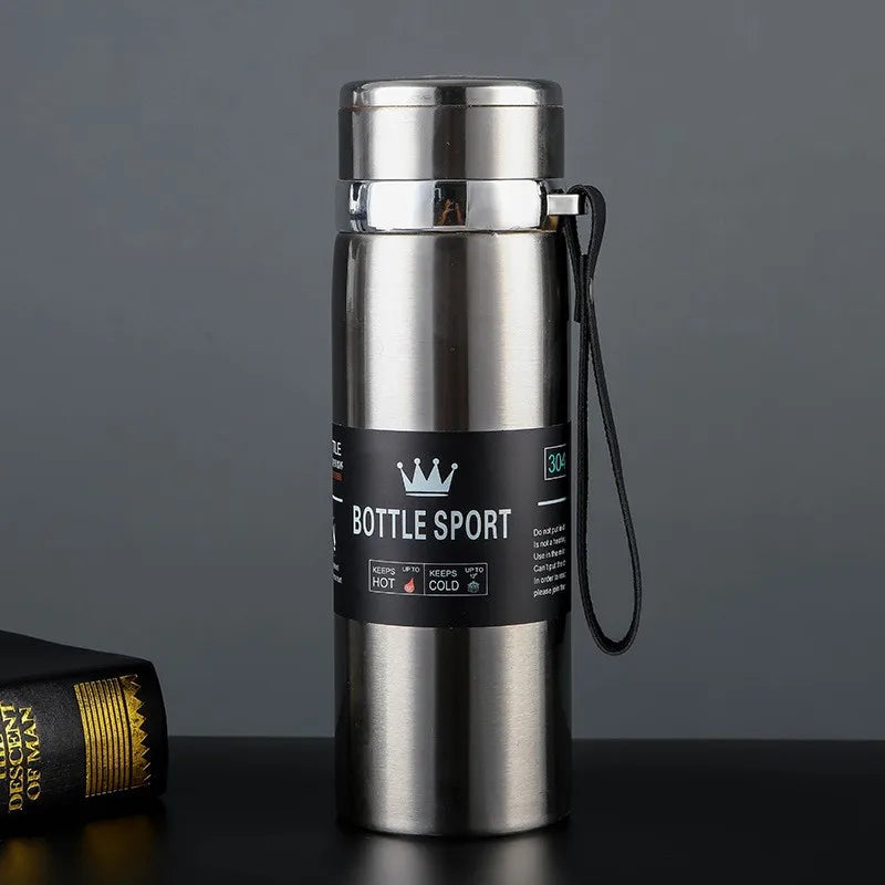 1L capacity, Space-Inspired Exercise Bottle, Double-Layer Stainless Steel Vacuum Insulated Beverage Cup, essential for large-cap Peaceful Pleasures Health and Wellness Silver 1000ML
