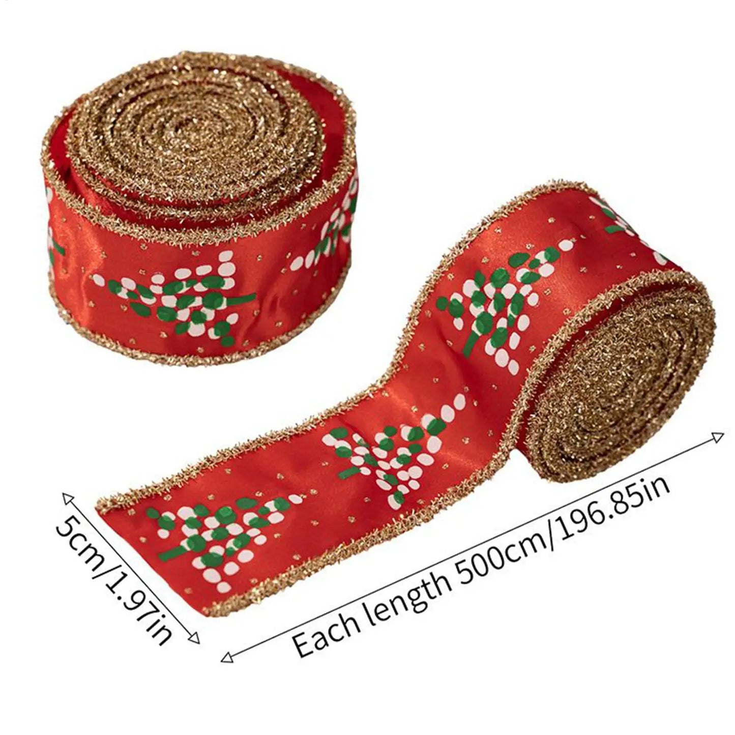 Christmas Wired Burlap Ribbon 2 Rolls – Holiday Craft & Tree Décor