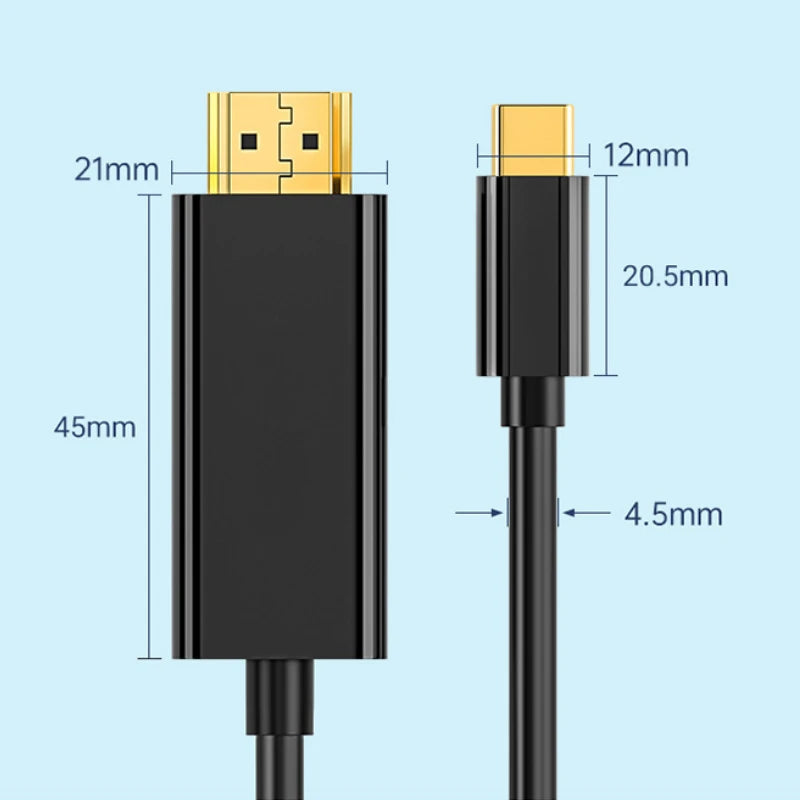 1.8M Type-C to HDMI-compatible Cable USB C Converter Cable Laptop Phone Video Cord Converter for Macbook Pro Air Mac Lenovo Asus Peaceful Pleasures Health and Wellness