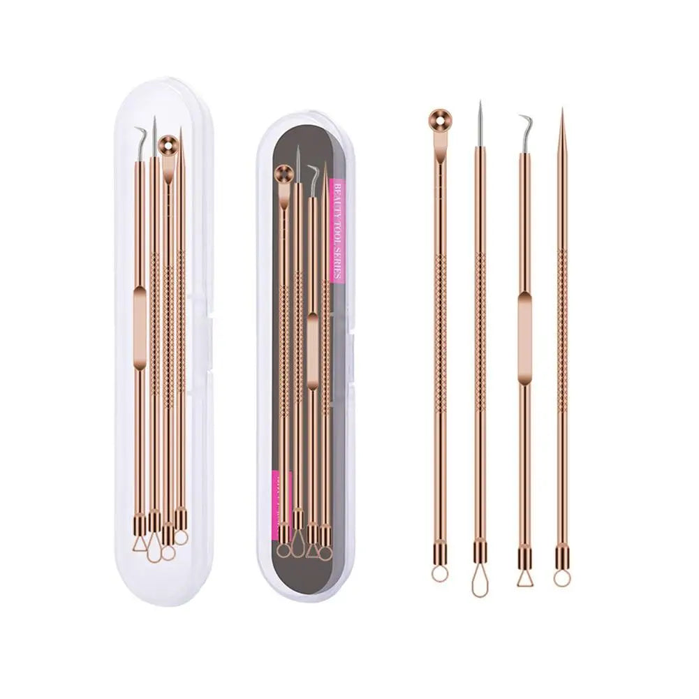 4-Piece Blackhead Remover Tool Set – Stainless Steel Pimple Popper