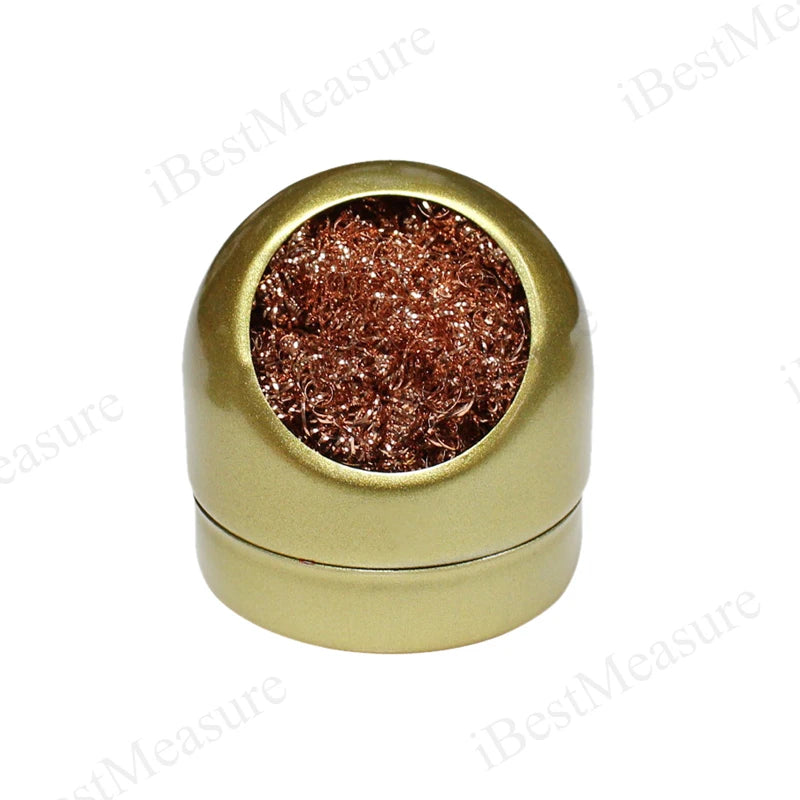 Soldering Iron Tip Cleaner Welding Soldering Iron Tip Cleaning Copper Wire Cleaner Ball with Sponge and Holder No Water Needed Peaceful Pleasures Health and Wellness Golden