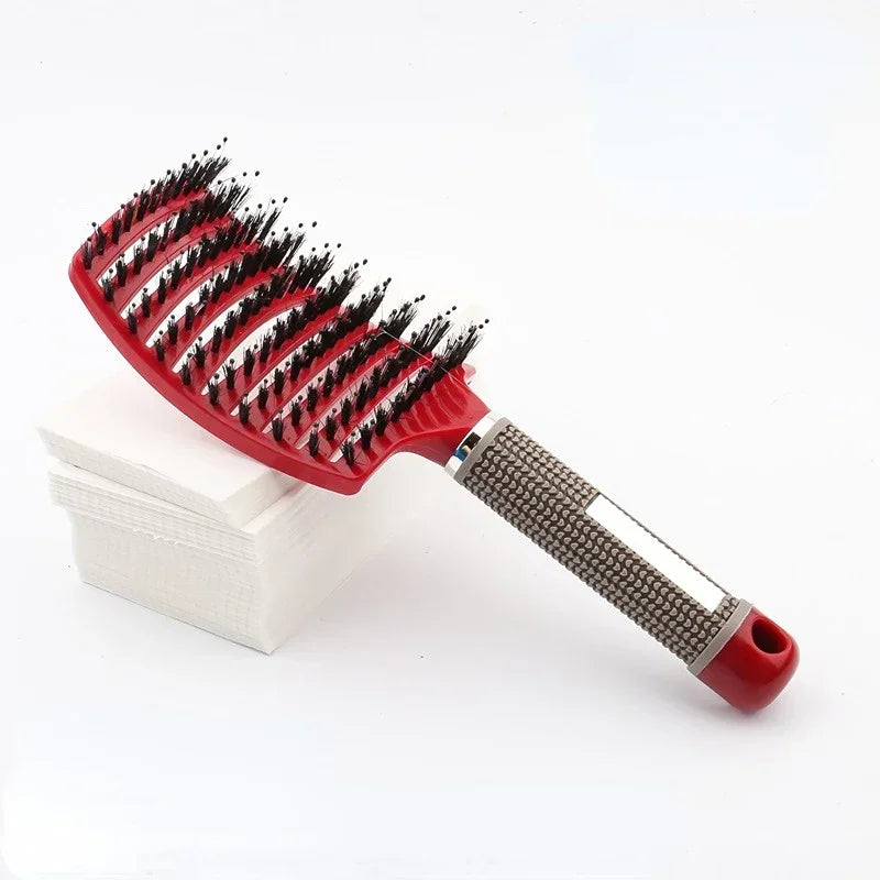 Hair Brush Scalp Massage Comb Hairbrush Bristle;Nylon Women Wet Curly Detangle Hair Brush for Salon Hairdressing Styling Tools Peaceful Pleasures Health and Wellness Red