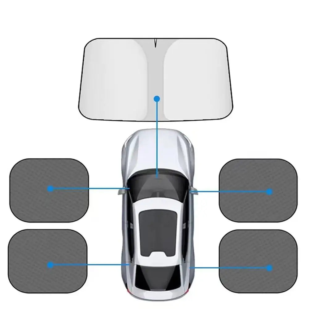 Car Front Windshield Sun Visor Reflect Sunlight Block UV Rays Foldable Sun Protection Heat Insulation Car Full Package Sun Visor Peaceful Pleasures Health and Wellness large 4 side windows