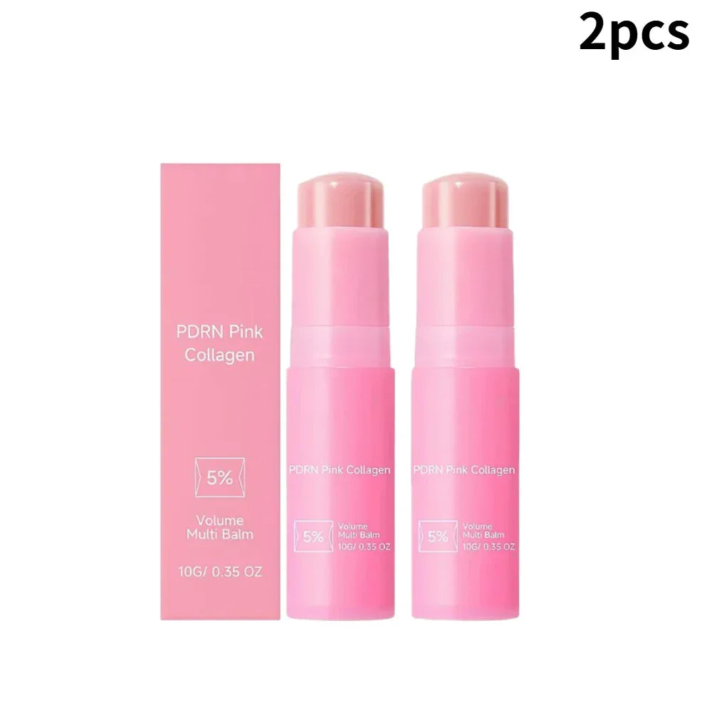 Collagen Pink Multi Balm Stick Deep Hydrating Moisturizing Wrinkle Bounce Lifting Facial Cream Korean Skin Care & Makeup Base Peaceful Pleasures Health and Wellness 2PCS
