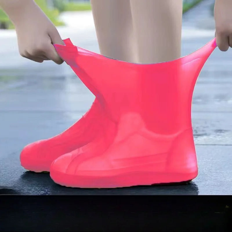 1 Pair Silicone WaterProof Shoe Covers Lip-resistant Rubber Rain Boot Rain Gear Overshoes Accessories for Outdoor Rainy Day Peaceful Pleasures Health and Wellness red L41-47