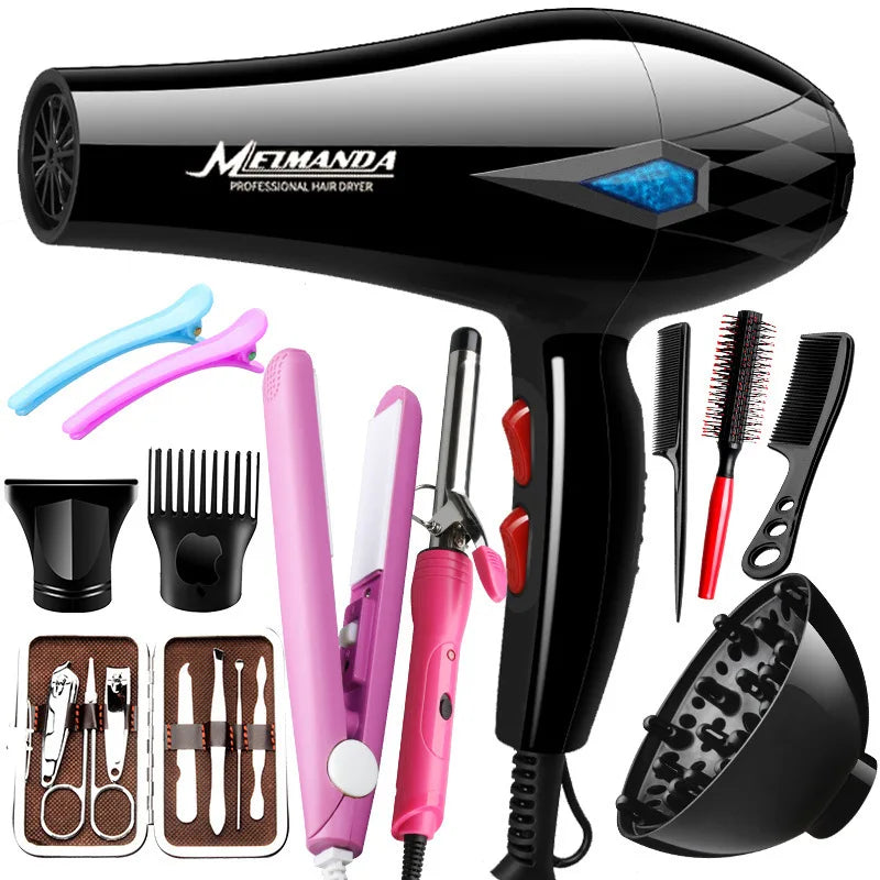 Hair Dryer 2200W Professional Powerful Hair Dryer Fast Heating Hot And Cold Adjustment Ionic Air Blow Dryer with Air Collecting Peaceful Pleasures Health and Wellness EU Plug 1689