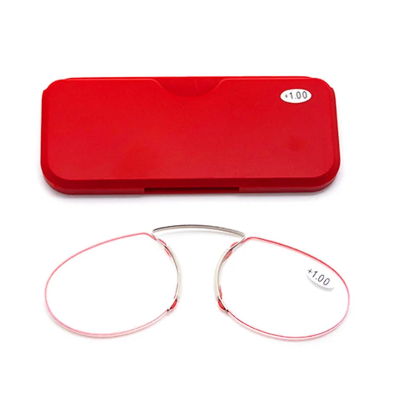 Nose Clip Ultra Light Elderly Glasses Card Style Magnifying Reading Glasses for Men Women Portable Tr Frameless Reader Glasses Peaceful Pleasures Health and Wellness red 150