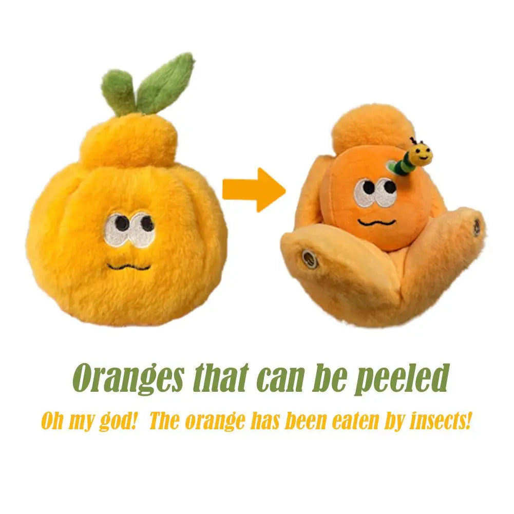 Cartoon Peeled Orange Plush Keychain – Cute Stuffed Fruit Toy
