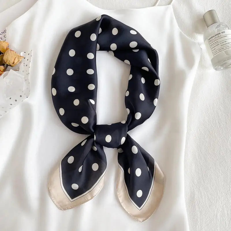 Square Scarf Women Polka Dot Square Scarf Silk Like Lightweight Fashion Shawl Wrap Hijab Bandana Hair Accessory Gift Peaceful Pleasures Health and Wellness black