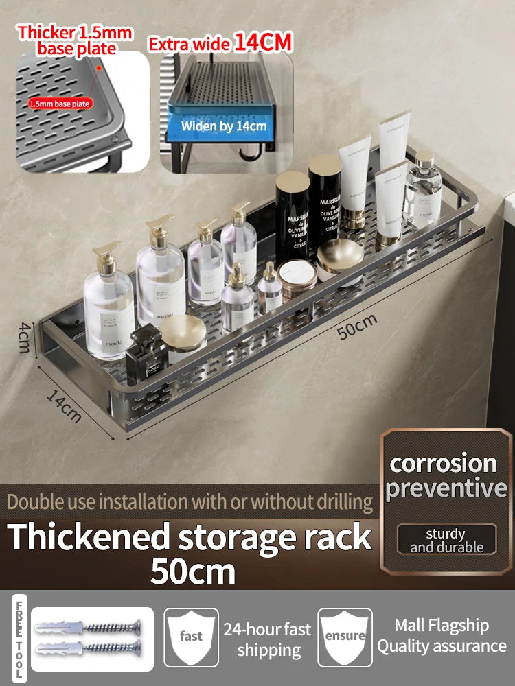 Wall-Mounted Bathroom Shelf & Towel Rack | Metal Storage Organizer