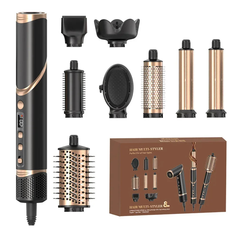 8 in 1 Professional Folding Hair Dryer Airwrap High Speed 110000rpm Blow Dryer Automatic Curling Iron Salon Hair Styling Tools Peaceful Pleasures Health and Wellness Black AU