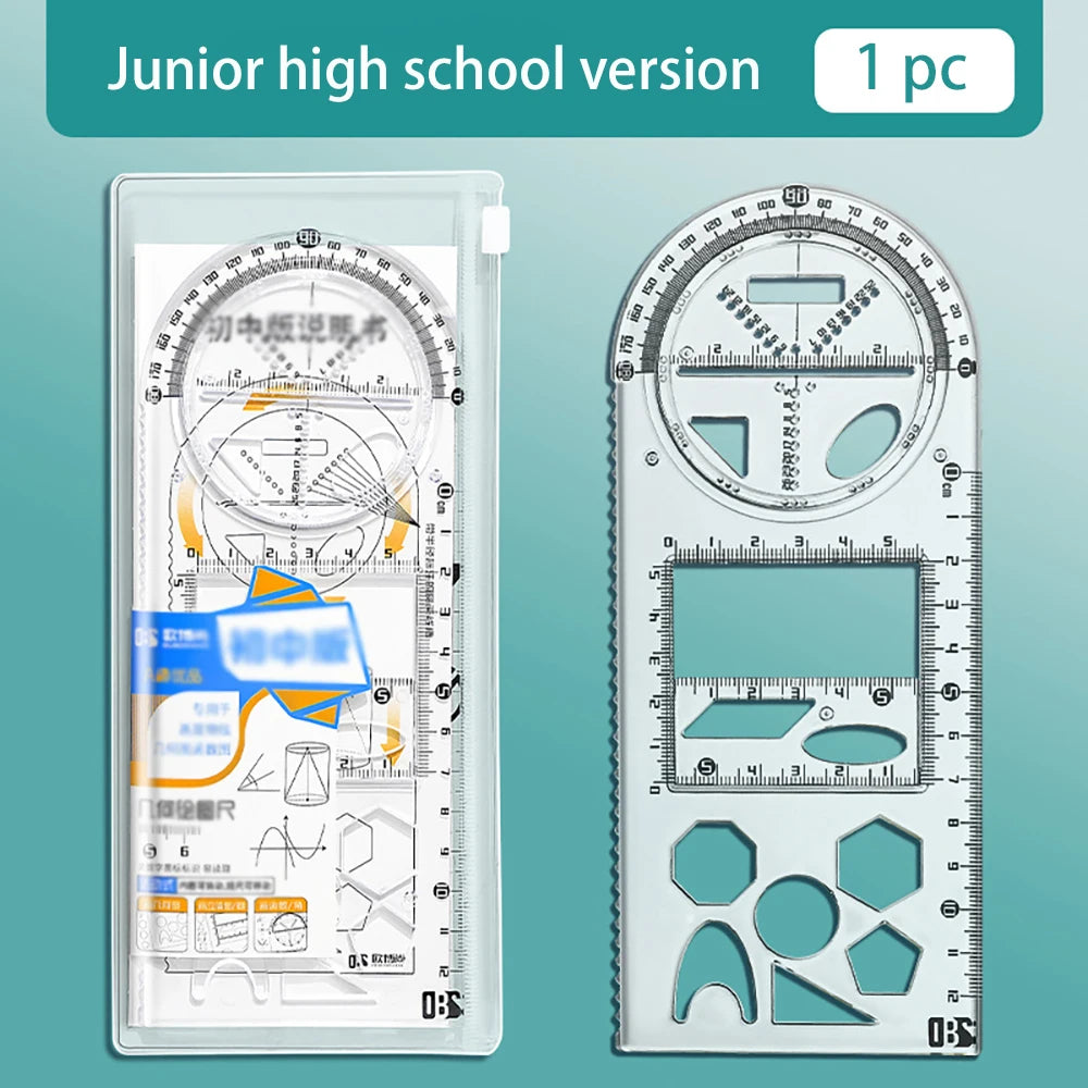 Multi Functional Drawing Ruler Student Rotatable Mathematical