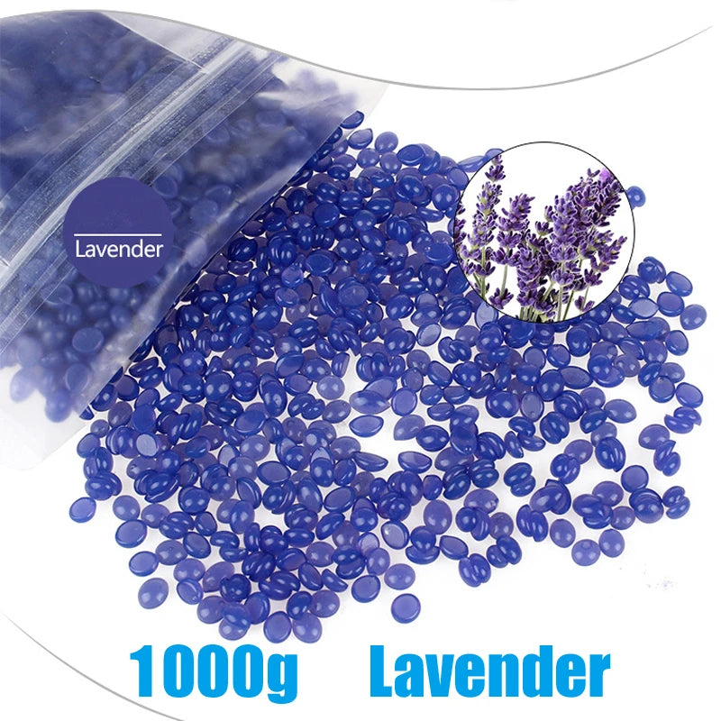 1000g Depilatory Wax Beans Hot Film Painless Waxing Beads Hard Wax Beans Heating Wax Machine Bikini Face Legs Body Hair Removal Peaceful Pleasures Health and Wellness 1000g Lavender