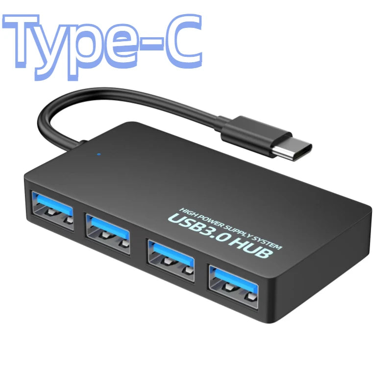USB 3.0 Hub High Speed 4 Ports HUB Adapter Data Cable Splitter Expander Support Multi Systems Plug and Play Multi USB Adapter Peaceful Pleasures Health and Wellness Type-C