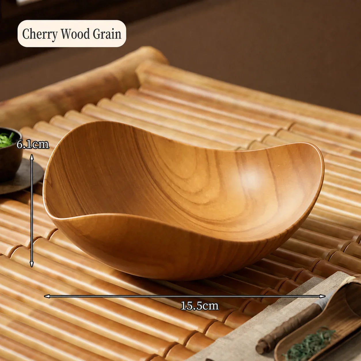 Triangular Fruit Bowl | Retro Wood Grain Snack Serving Platter