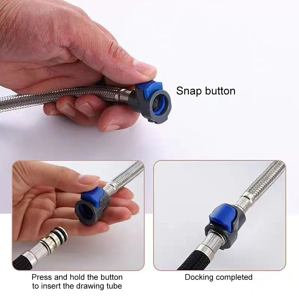 1.5m Braided Nylon Kitchen Faucet Hose 360° Pull-Out + Adapter