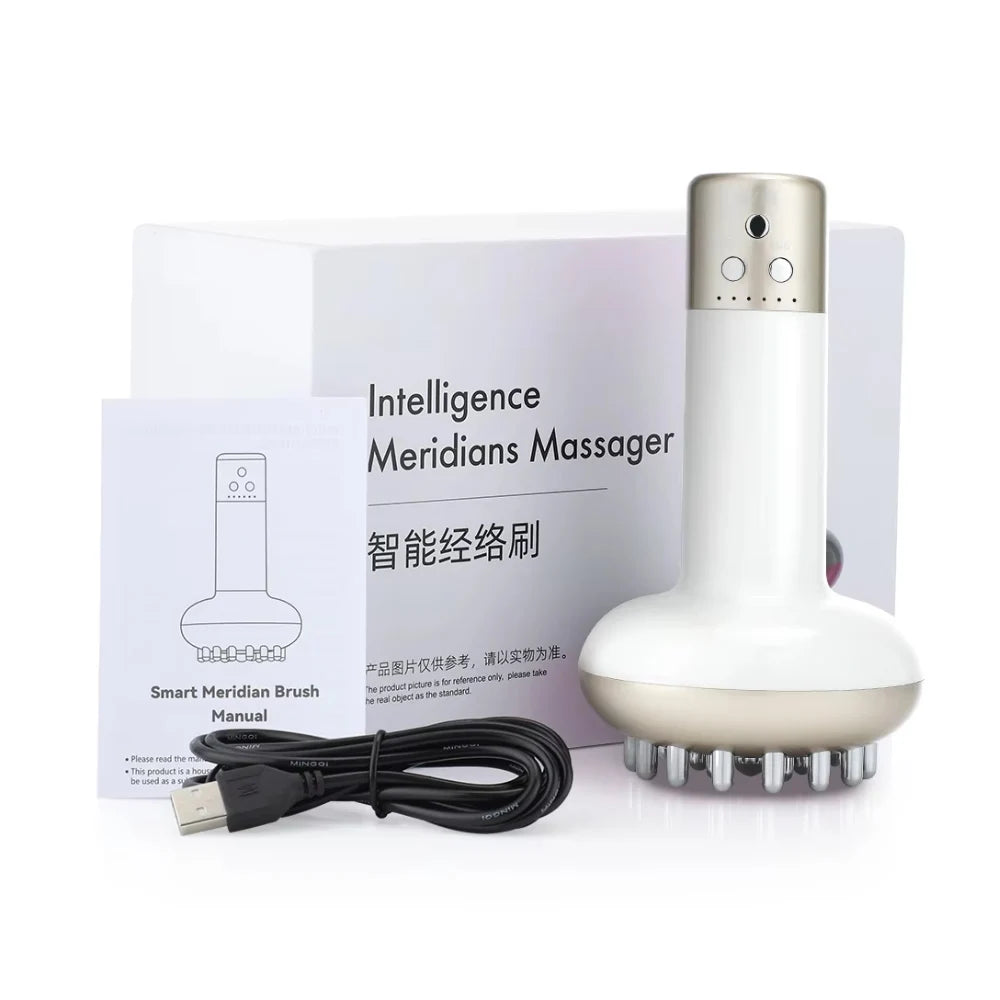 3-in-1 Electric Gua Sha Tool with Function - Rechargeable Body Massager for Skin Tightening, Sculpting and Lymphatic Flow Peaceful Pleasures Health and Wellness white