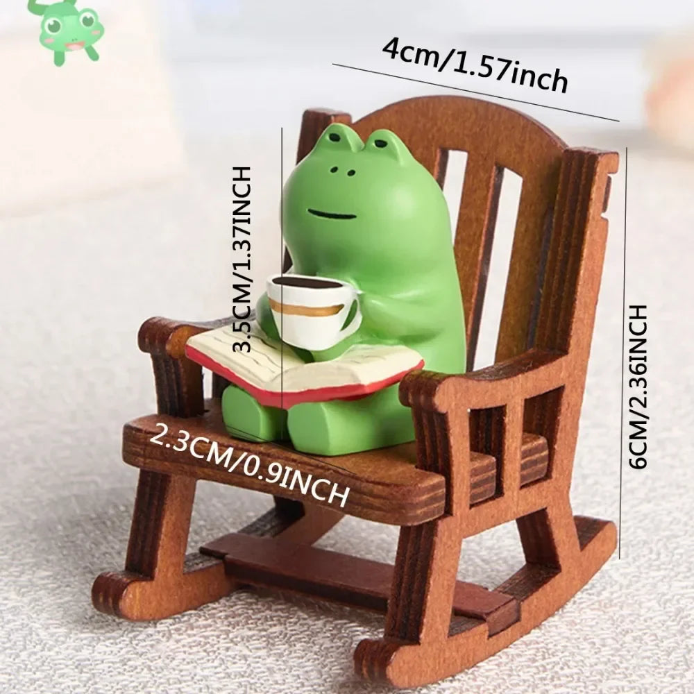 Cute Frog Rocking Chair Resin Figurine | Desk & Car Decor