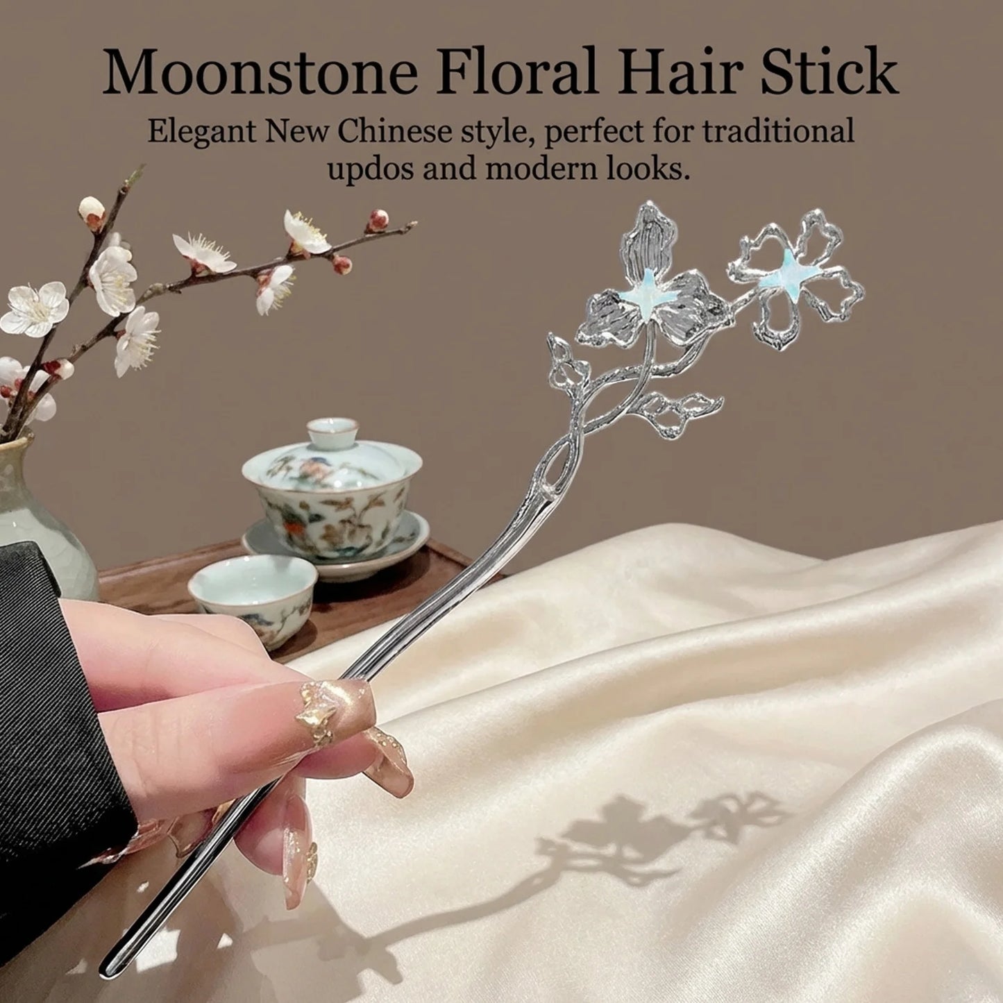New Chinese Style Alloy Hairpin With Flower Design For Wedding Party Everyday Use Peaceful Pleasures Health and Wellness