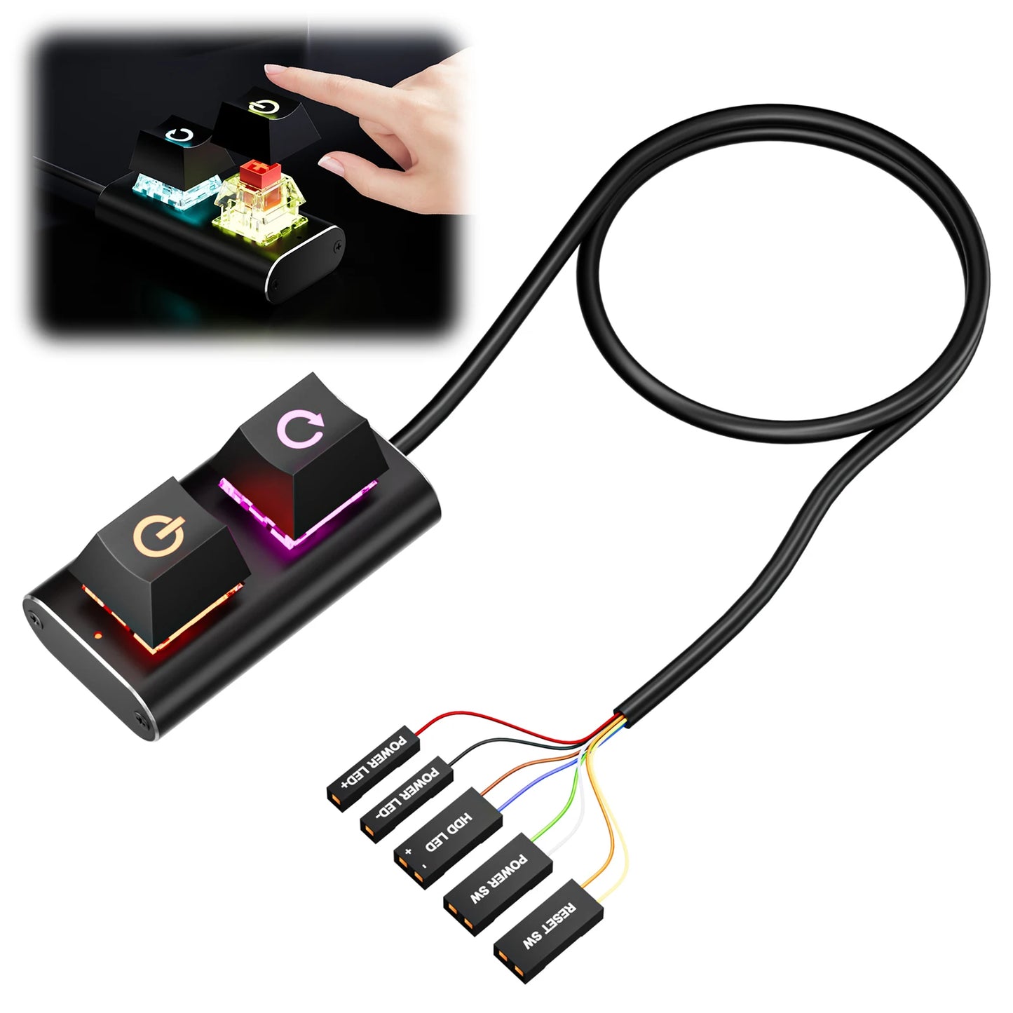 2m Extended Desktop Power Button with LED Light Mechanical Power Switch for Easy External Remote Start PC Motherboard Peaceful Pleasures Health and Wellness