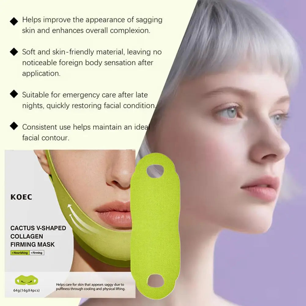 V Line Lifting Mask Collagen Neck Lift Patch for Double Chin Treatment Anti-Saggy Face Slimming Bandage Nourishing Mask Peaceful Pleasures Health and Wellness